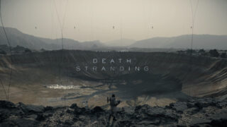 Copertina di Death Stranding con Sam Porter Bridges in un ambiente post-apocalittico
